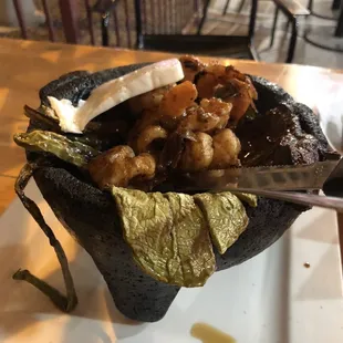 a close up of a bowl of food