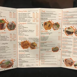 a menu for a mexican restaurant