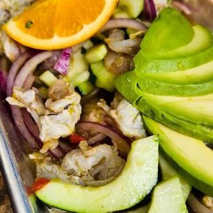 Shrimp aguachile (shrimp cooked by lemon juice)