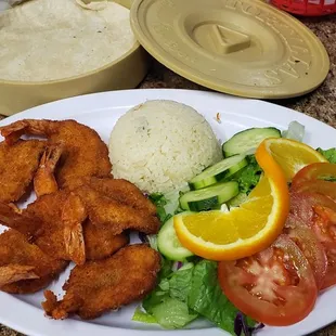 Shrimp. Rice. Salad