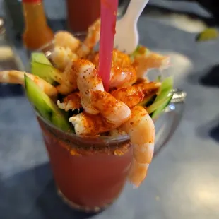 Michelada with shrimp