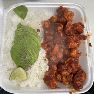 Camarones a la diabla(served with white rice)