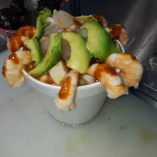 campechana.con callo de  acha. extra jumbo. sólo en Él Aguachileon