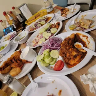 a table full of food
