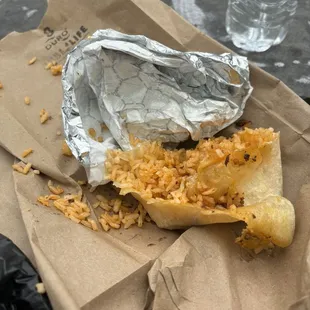 Leftover adobada burrito