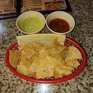 Bomb spicy green salsa and red salsa,