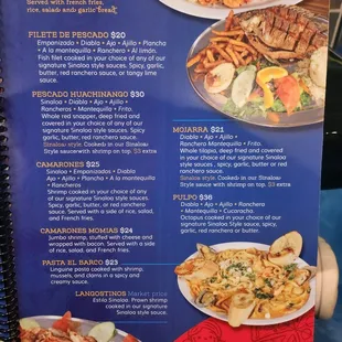 a menu for dinner plates