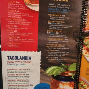 a menu for a mexican restaurant