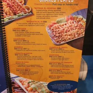 a menu for a restaurant