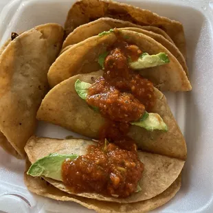 Tacos dorados de camarón. $5 for this plate on Tuesday's