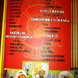 menu