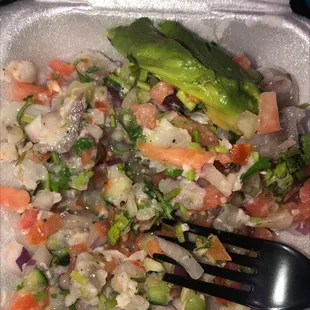 I ordered this ceviche and it looks super old no juice plus they didn't give me nothing no lime no tapatio horrible