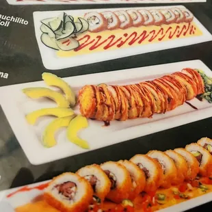 a variety of sushi rolls