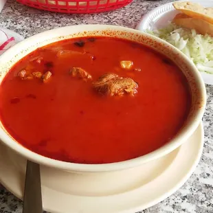 The pozole is tasty.