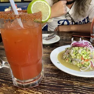 Michelada and ceviche