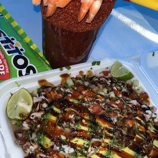 Ceviche plate &amp; clamato preparado