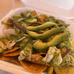 a container of guacamole