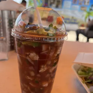 a drink in a plastic cup