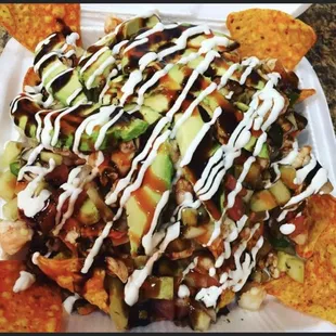 Dorito ceviche Doritos, ceviche, avocado, sour cream salsa marisquera