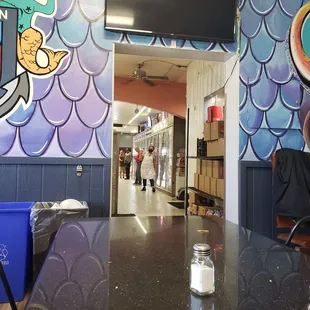 a view of the dining area