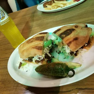 Carne asada torta with fried jalapeño only the best in town