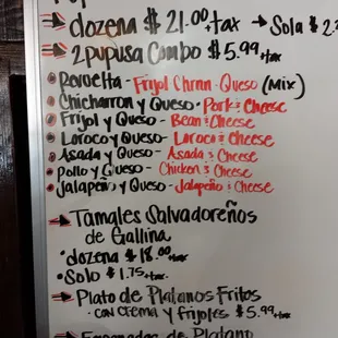 a menu for a mexican restaurant