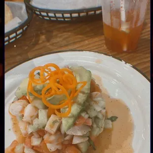 Small portion for the price .... Not the best ceviche I ever tasted .