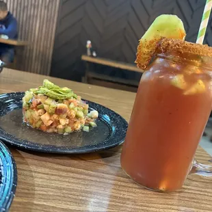 Michelada &amp; Ceviche de Camaron Tostada