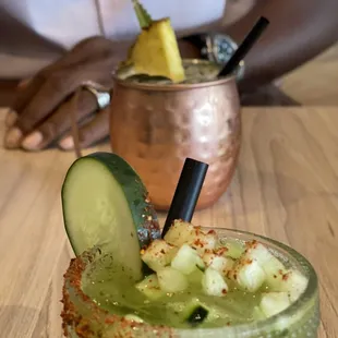 Cucumber margarita and mezcal mule! Absolutely delicious!!!
