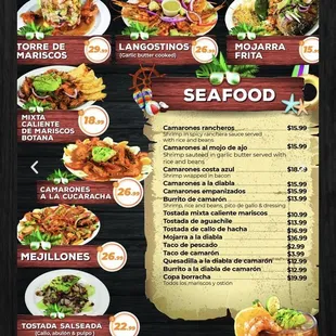 Menu from their website - July 2023