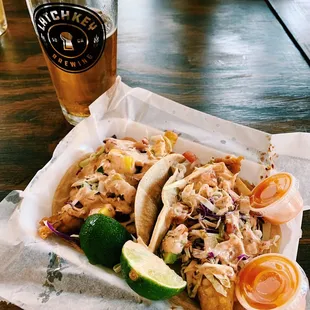 fish tacos and a beer