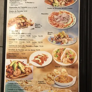 menu, tacos