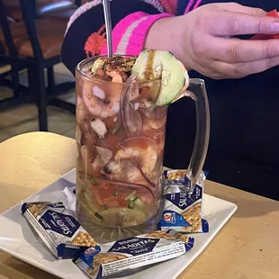Shrimp and octopus cocktail.