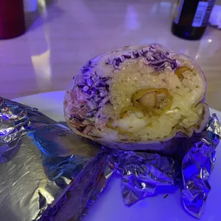 Fried shrimp burrito. I had to ask to include rice for the fried shrimp version.
