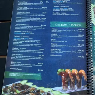 sushi and sashimi, menu