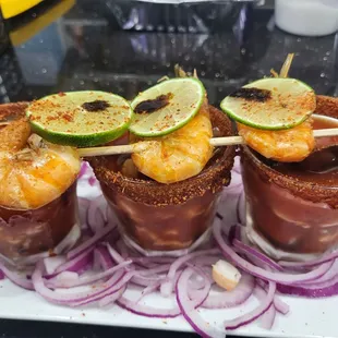 Scallops and shrimp shooters
