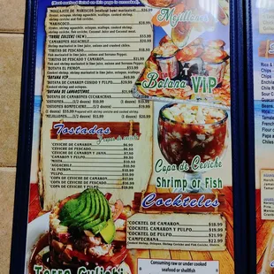 a menu for a mexican restaurant
