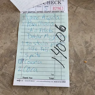  a check and a receipt
