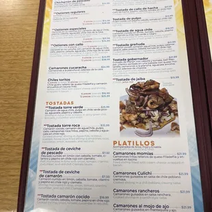 a menu for a mexican restaurant