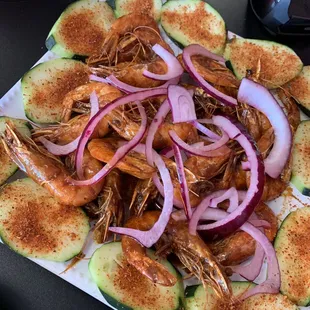 Camarones...sooo good. Spicy and full of flavor!