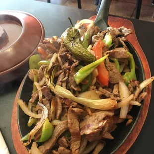 Beef Fajitas came out sizzling