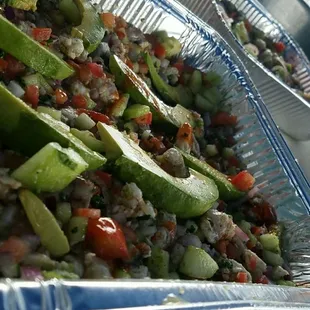 Charola de ceviche de camaron