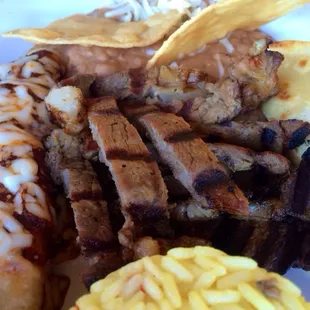 House specialty platter (can't remember the name) with small steak, enchiladas, and shrimp quesadilla