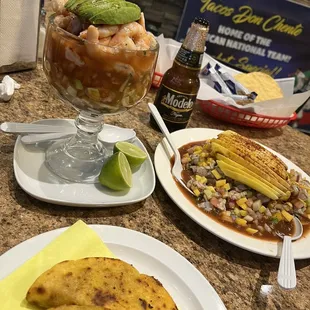 Mango ceviche, shrimp cocktail