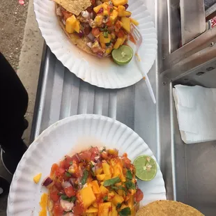 Mango Habanero Shrimp Tostadas.