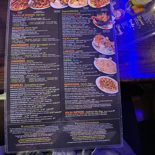 a menu for a mexican restaurant