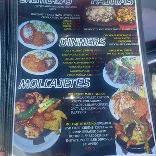 Menu as of January 2025