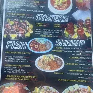 Menu as of January 2025