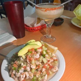 Shrimp ceviche cooked in lemon