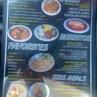 Menu as of January 2025